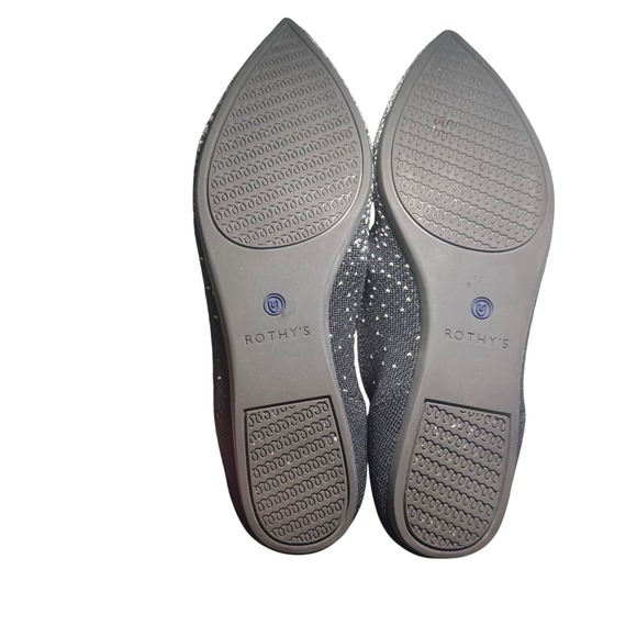 Rothy's Womens 8 The Point Metallic Ballet Flats Black Knit Stary Night Retired - Picture 8 of 10